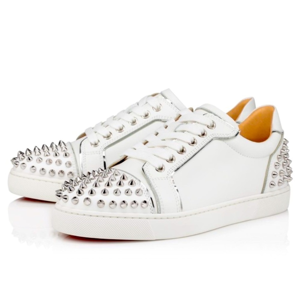 Christian Louboutin White Spiked Sneakers